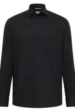ETERNA Hemd schwarz Comfort Fit Langarm Popeline