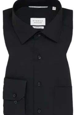 ETERNA Hemd schwarz Comfort Fit Langarm Popeline