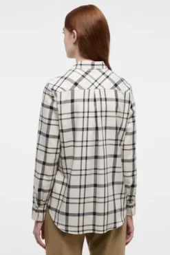 ETERNA Karo-Bluse beige kariert Langarm in weicher Baumwoll-Mix Qualität