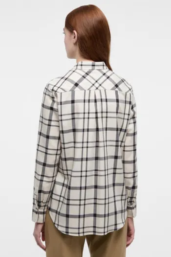 ETERNA Karo-Bluse beige kariert Langarm in weicher Baumwoll-Mix Qualität
