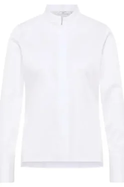 ETERNA Langarm-Bluse weiß mit Stehkragen - Satin