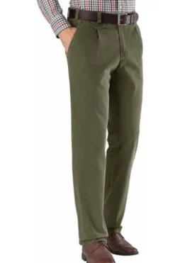 EUREX BY BRAX Bundfalten-Jeans Fred oliv kariert Regular Fit Langarm