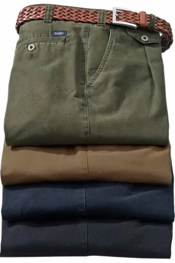 EUREX BY BRAX Bundfalten-Jeans Fred oliv kariert Regular Fit Langarm