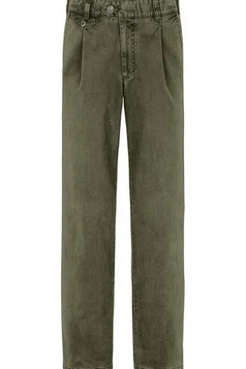 EUREX BY BRAX Bundfalten-Jeans Fred oliv kariert Regular Fit Langarm