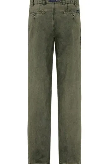 EUREX BY BRAX Bundfalten-Jeans Fred oliv kariert Regular Fit Langarm