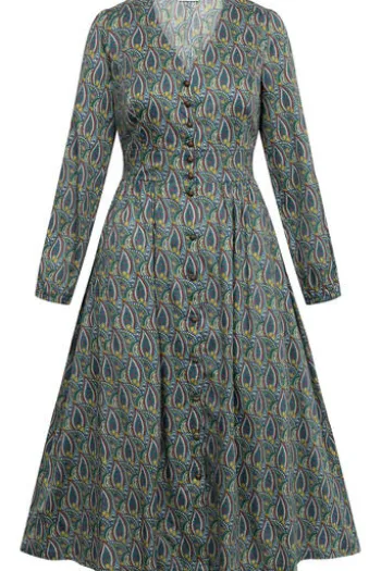 FELICITAS Kleid Karlinda saphir gemustert im floralen Design