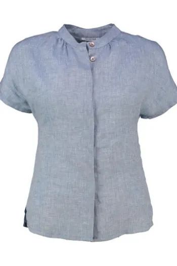 FELICITAS Leinen-Bluse rauchblau 1/2-Arm in hautsympathischer Natur-Qualität