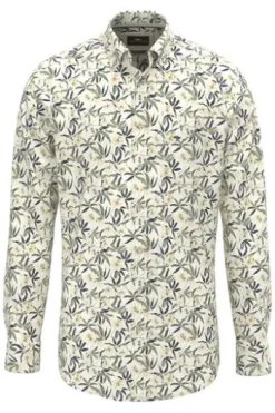 FYNCH HATTON Hemd pale yellow geblümt Casual Fit
