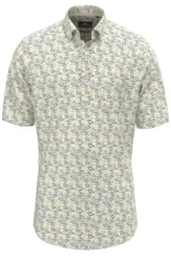 FYNCH HATTON Hemd pale yellow geblümt Casual Fit