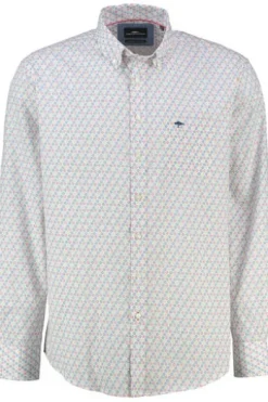 FYNCH HATTON Hemd rot gepunktet Comfort Fit Langarm