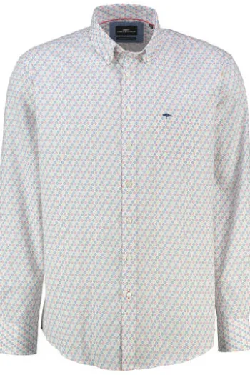 FYNCH HATTON Hemd rot gepunktet Comfort Fit Langarm