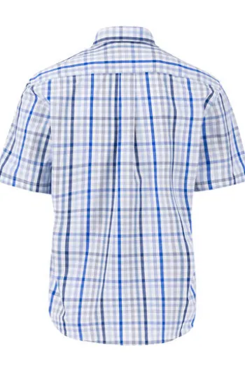 FYNCH HATTON Hemd strong blue kariert Regular Fit Kurzarm