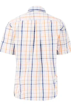 FYNCH HATTON Hemd sunny orange kariert Regular Fit Kurzarm