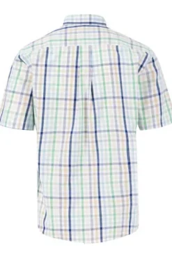 FYNCH HATTON Hemd torf green kariert Regular Fit Kurzarm