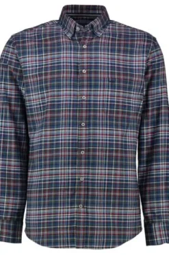 FYNCH HATTON Leicht Flanell Hemd blau/rot kariert Regular Fit Langarm