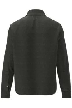 FYNCH HATTON Leinen Overshirt Herringbone dark khaki Casual Fit