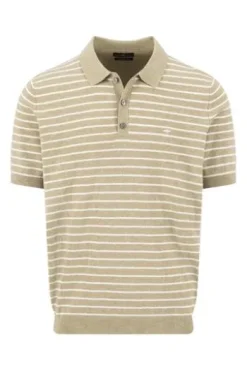 FYNCH HATTON Polo-Shirt pistachio gestreift Casual Fit