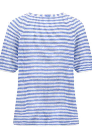 FYNCH HATTON Pullover cornflower blue gestreift Kurzarm