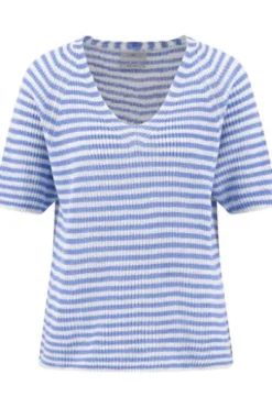 FYNCH HATTON Pullover cornflower blue gestreift Kurzarm