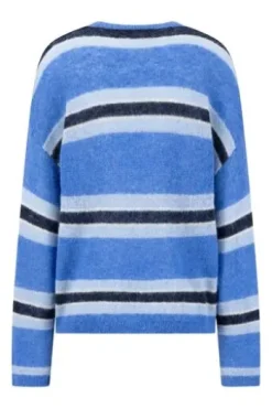 FYNCH HATTON Pullover pacific blue gestreift in softer Woll-Mixqualität