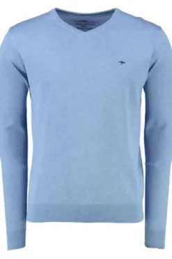 FYNCH HATTON V-Ausschnitt Pullover crystal blue Casual Fit