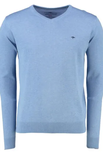 FYNCH HATTON V-Ausschnitt Pullover crystal blue Casual Fit