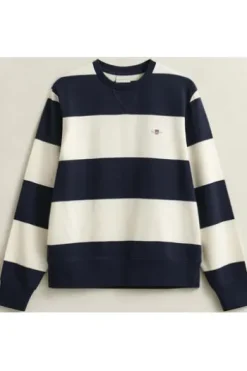 GANT C-Neck Sweatshirt evening blue gestreift Regular Fit