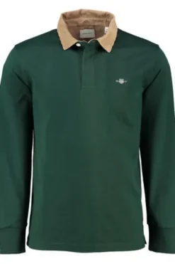 GANT Cord Collar Heavy Polo Shirt tartan green