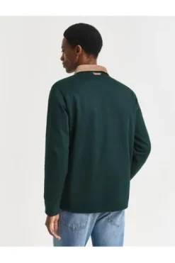 GANT Cord Collar Heavy Polo Shirt tartan green