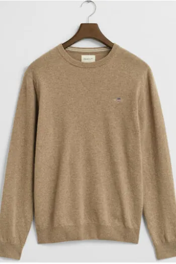GANT Lambswool Rundhals Pullover beige Superfine Lambswool