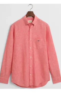 GANT REG Leinen Hemd brick red Regular Fit Langarm