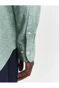 GANT REG Leinen Hemd woody green Regular Fit Langarm
