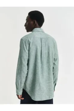 GANT REG Leinen Hemd woody green Regular Fit Langarm