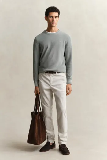 GANT Rundhals Pullover ceramic grey Regular Fit