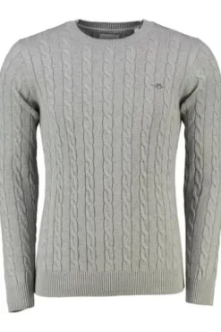 GANT Zopfstrick Rundhalspullover grey melange