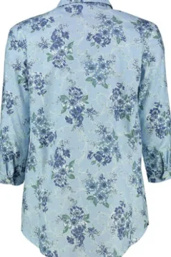 HAMMERSCHMID Bluse Helma blau geblümt in Natur-Qualität