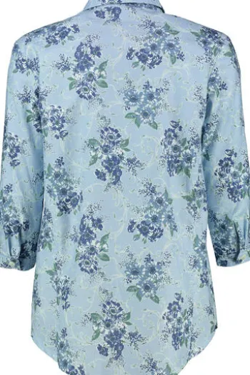 HAMMERSCHMID Bluse Helma blau geblümt in Natur-Qualität