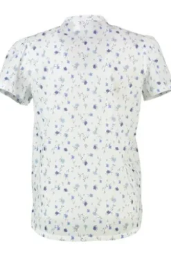 HAMMERSCHMID Bluse Ursula blau geblümt Kurzarm