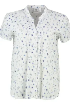 HAMMERSCHMID Bluse Ursula blau geblümt Kurzarm