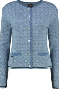 HAMMERSCHMID Strickjacke Chur blau im feinen Jacquard-Strickmuster