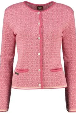 HAMMERSCHMID Strickjacke Chur koralle im feinen Jacquard-Strickmuster