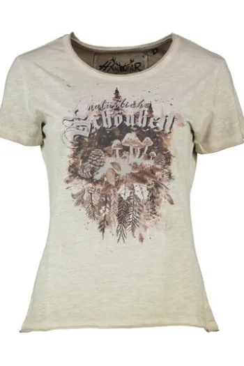 HANGOWEAR T-Shirt Gisela beige in Vintage-wash-Optik