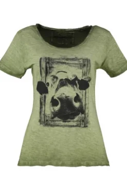 HANGOWEAR T-Shirt Queenie oliv oliv bedruckt