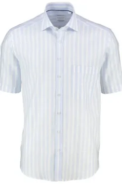 Hemd blau gestreift Comfort Fit Kurzarm