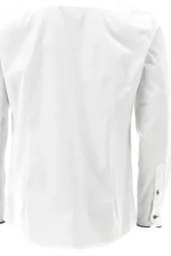 Hemd weiss/schwarz einfarbig Slim Fit Langarm