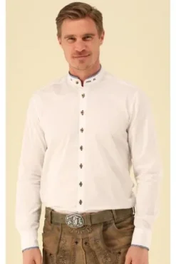 Hemd weiss/schwarz einfarbig Slim Fit Langarm