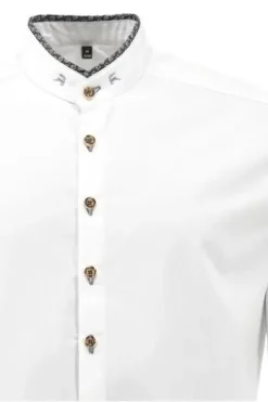 Hemd weiss/schwarz einfarbig Slim Fit Langarm