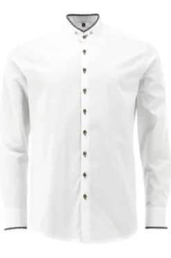Hemd weiss/schwarz einfarbig Slim Fit Langarm