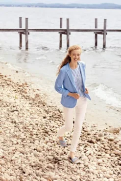 JUST WHITE Jersey-Blazer hellblau weiche Stretch-Qualität