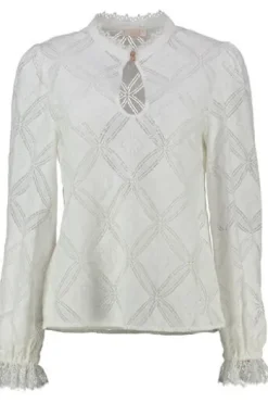 KRÜGER COLLECTION Bluse natur Langarm in edler Ajour-Optik